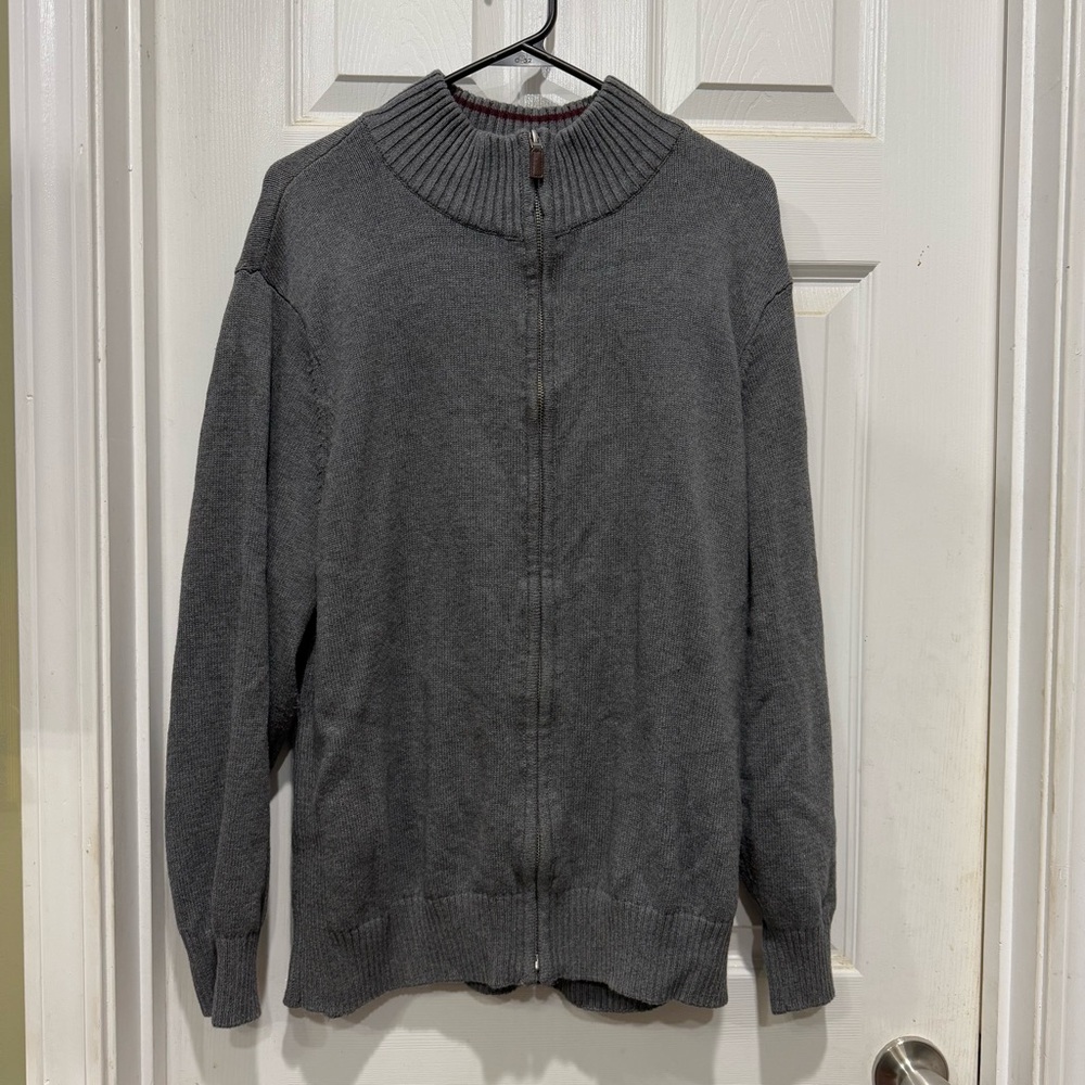 Dockers Gray Zip Up Sweater with Mock Collar